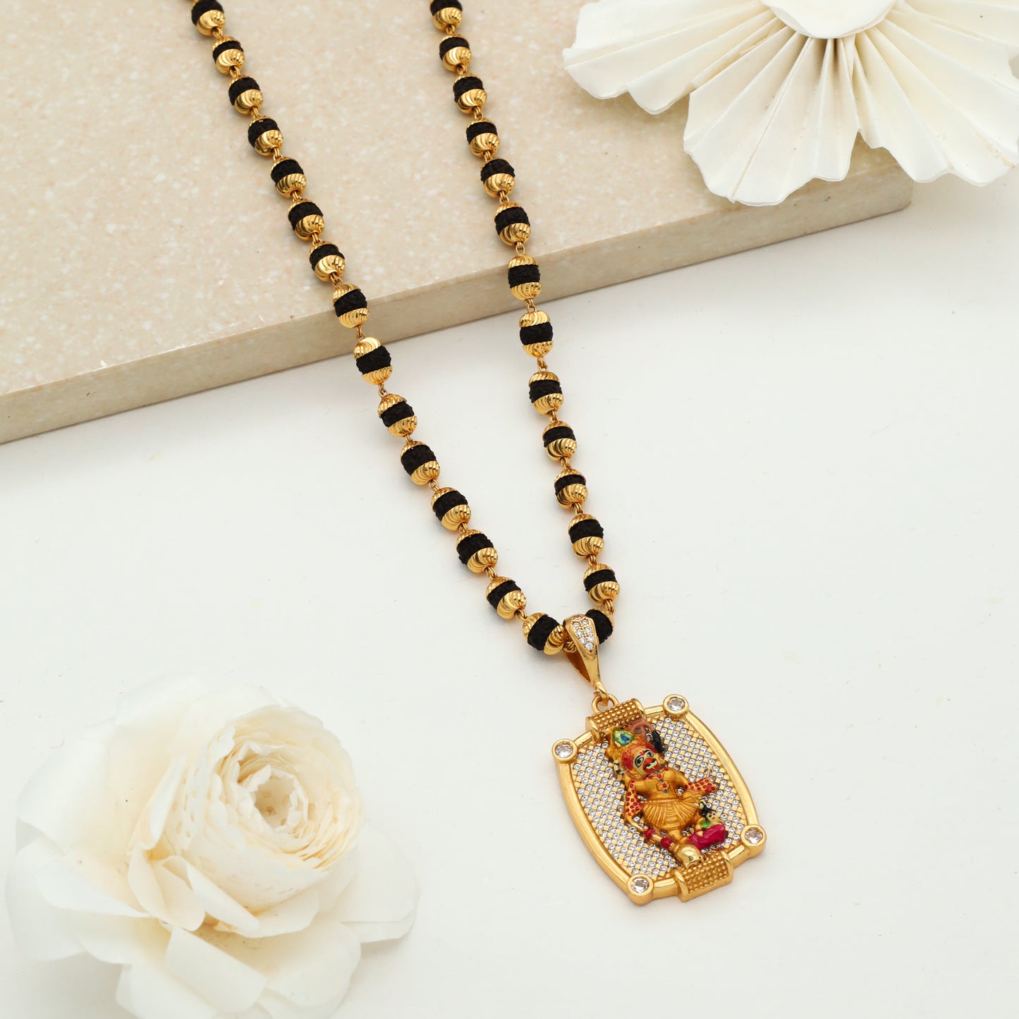 RUDRAKSHA MALA WITH FANCY KASHTBHANJAN PENDANT