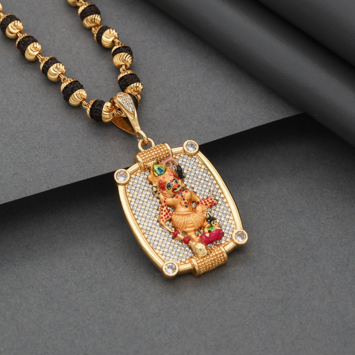 RUDRAKSHA MALA WITH FANCY KASHTBHANJAN PENDANT