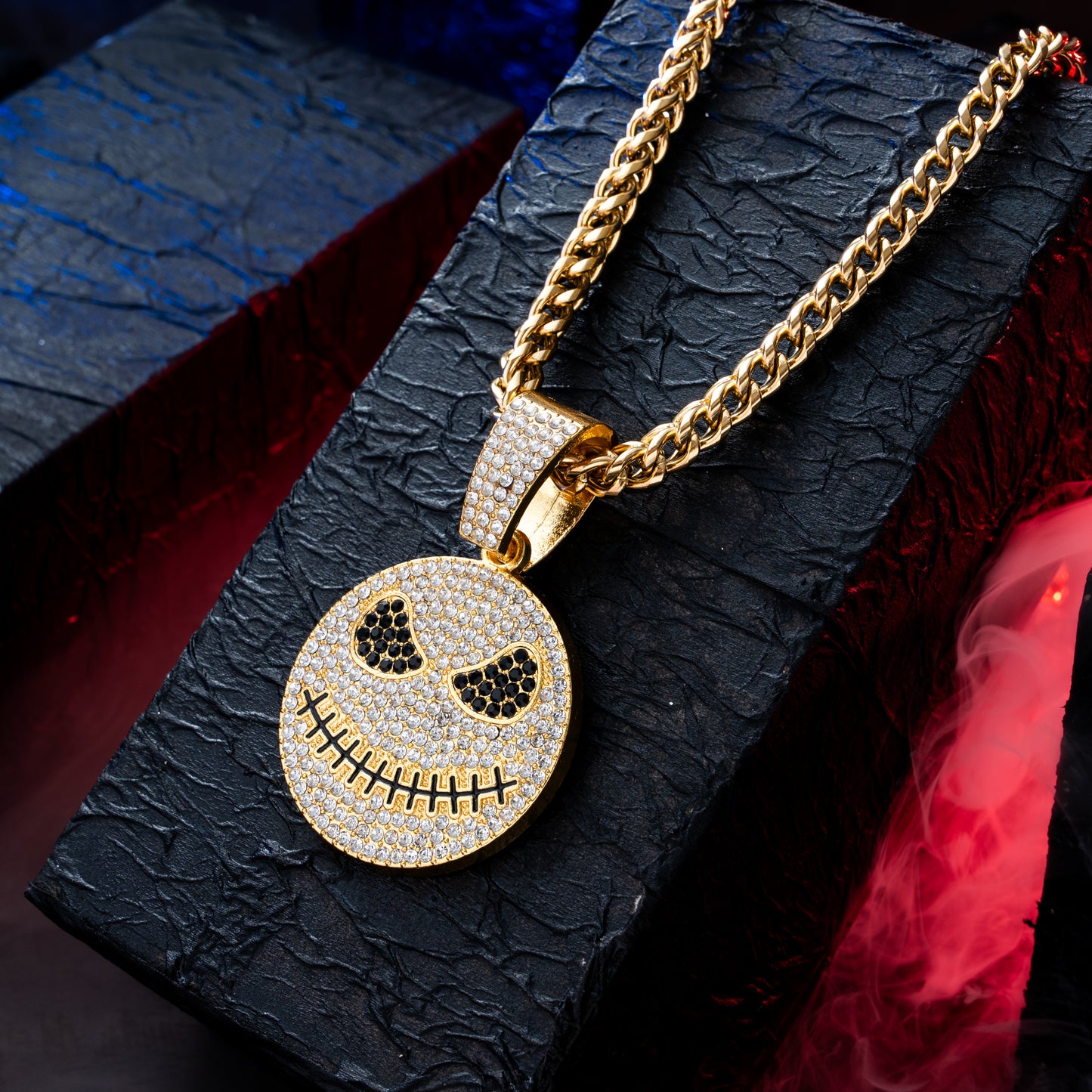 Devil Smiley Gold chain With Diamond Pedant