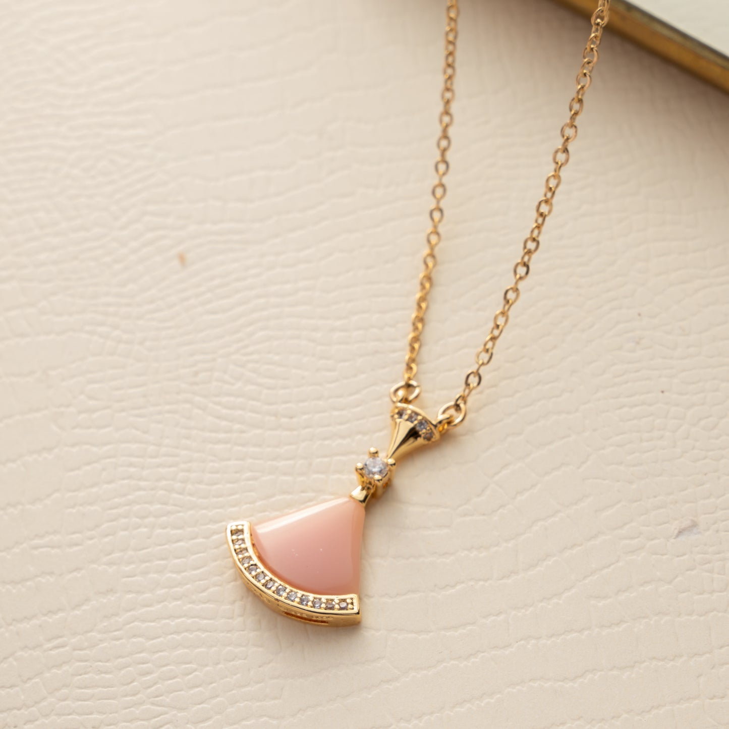 Floral Diamond Pink Gold Necklace