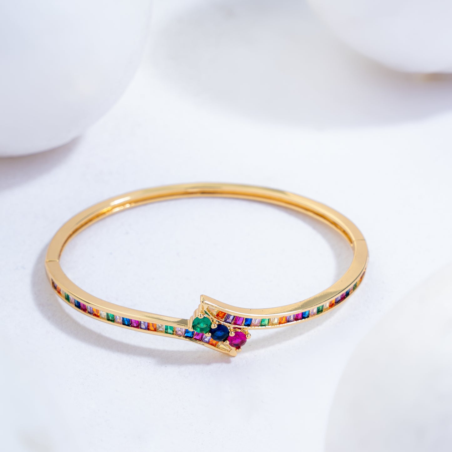 Emerald Colourful Stone Gold Kada