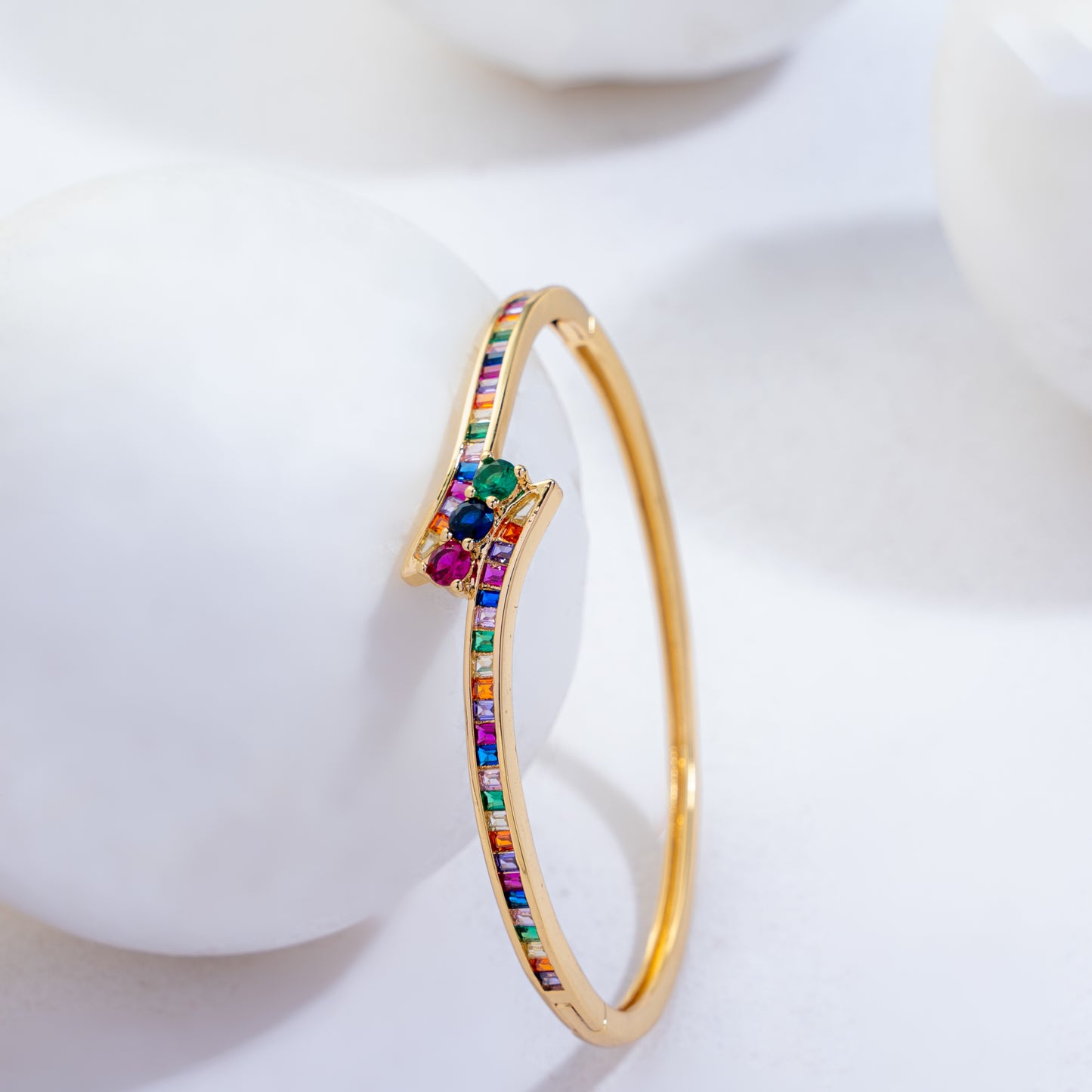 Emerald Colourful Stone Gold Kada