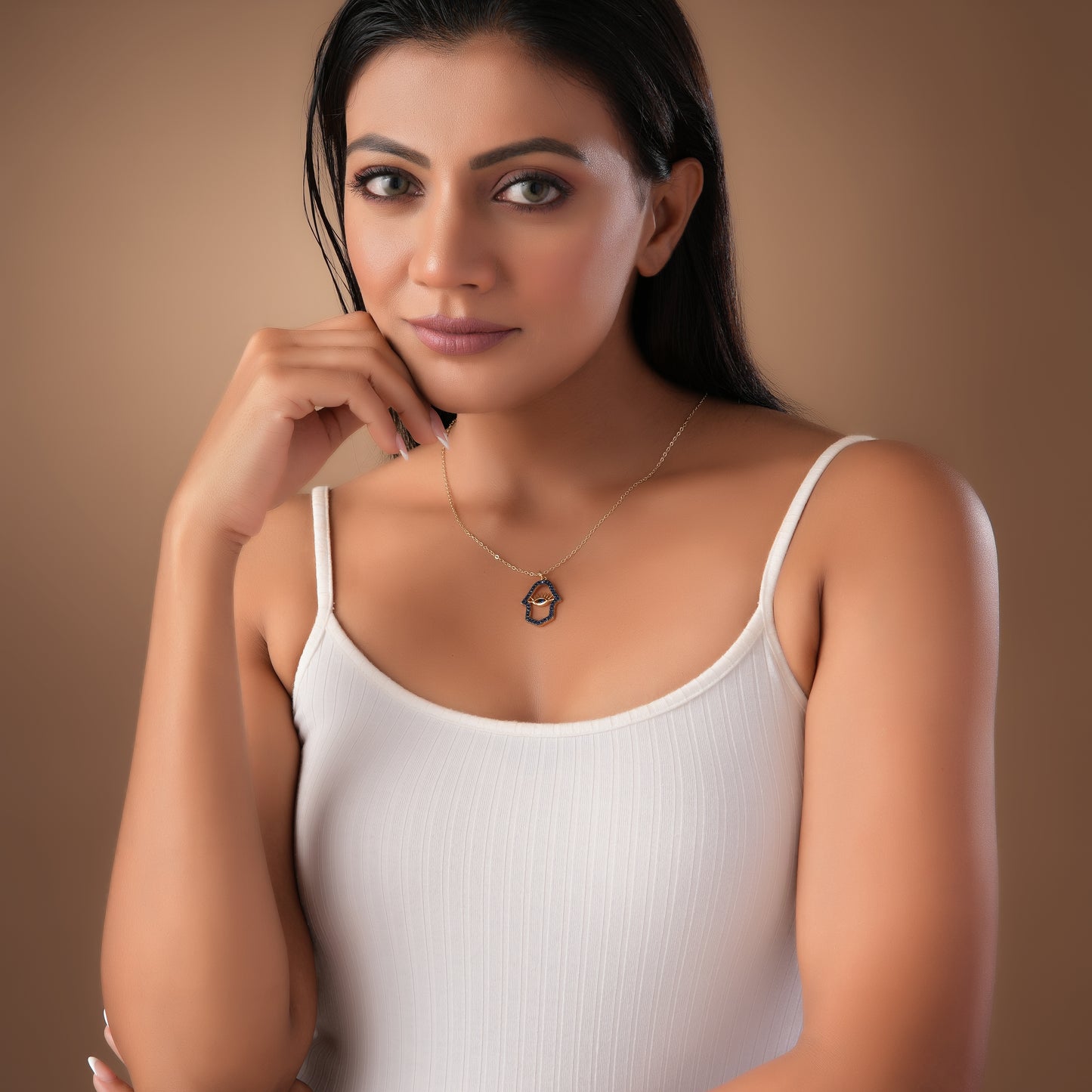 Gold Plated Trivia Evil Eye Women's chain And Pedant