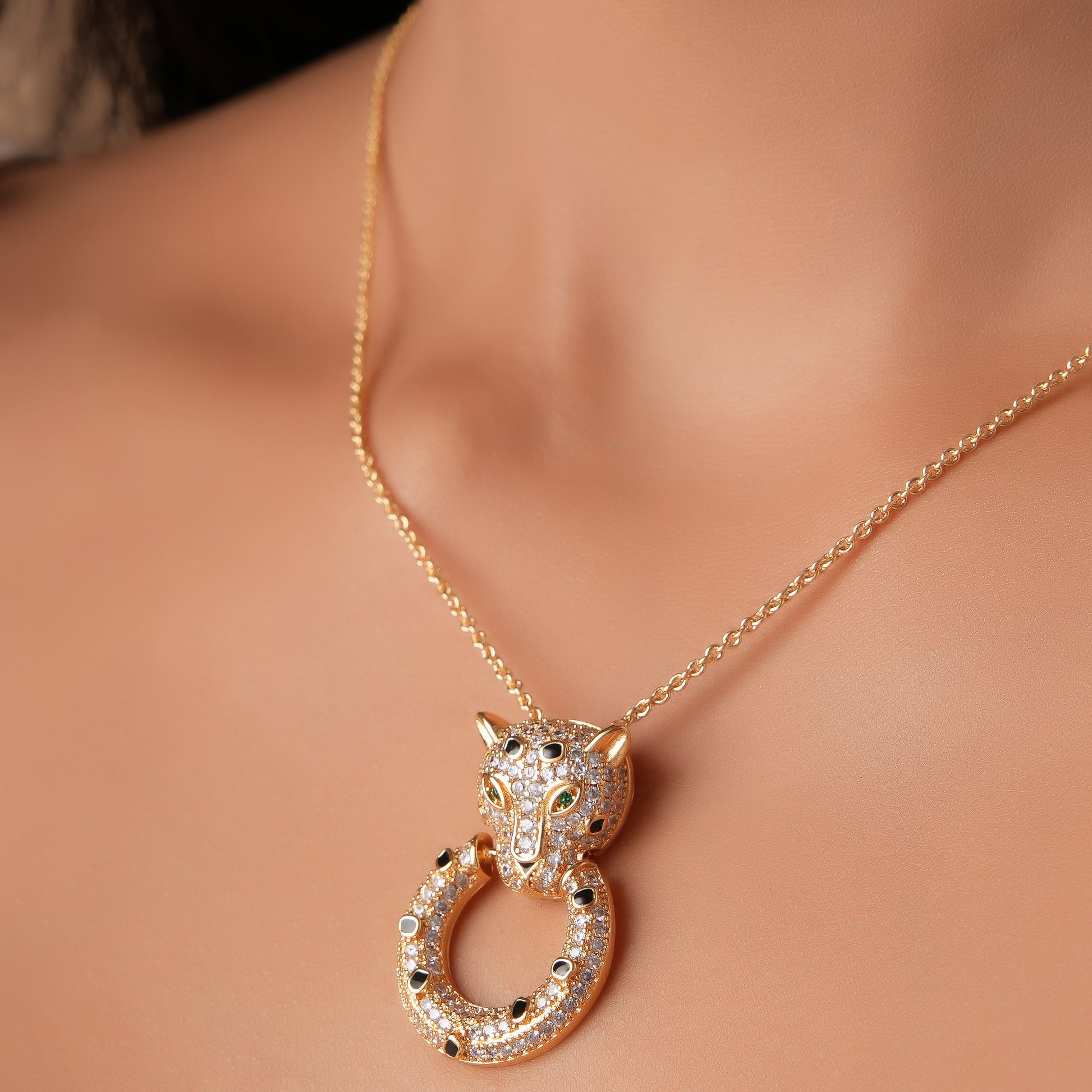 Gold Plated Foxi Diamond Pedant Chain With Earrings
