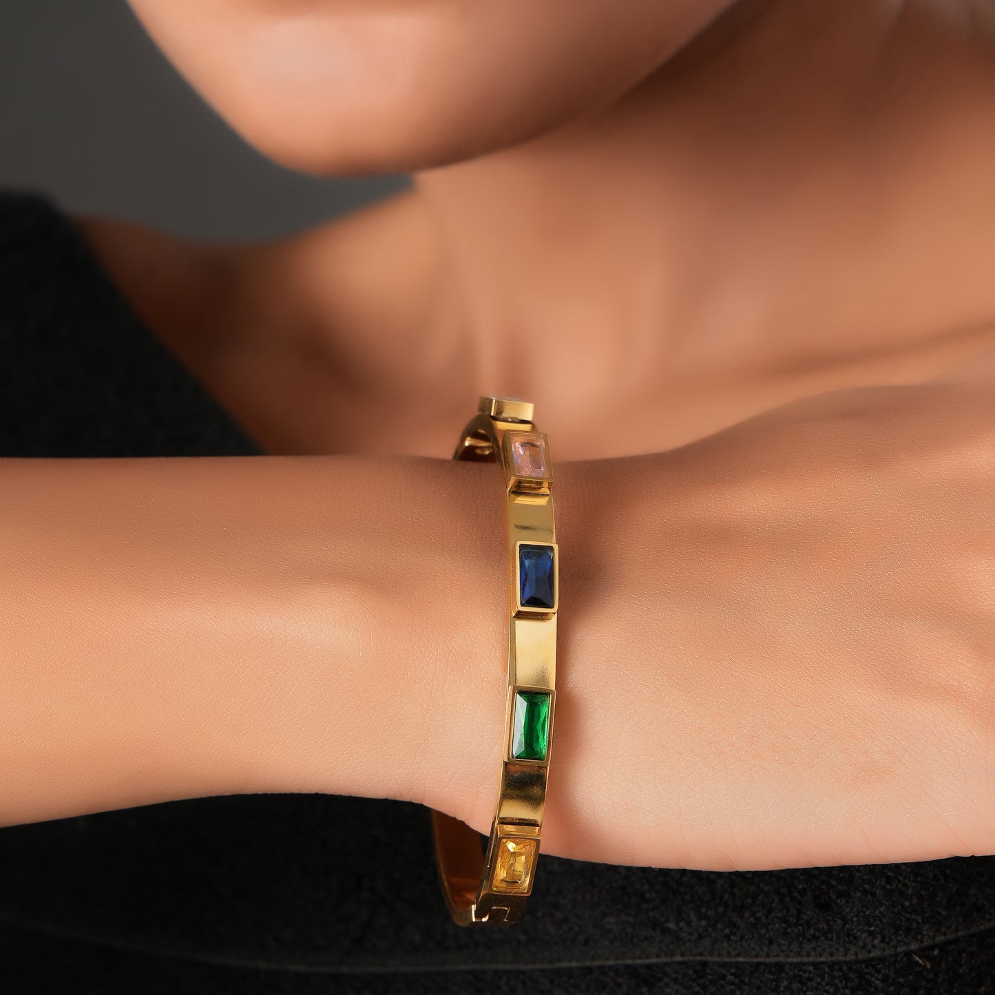 Multi Colour Stone Gold Bracelet