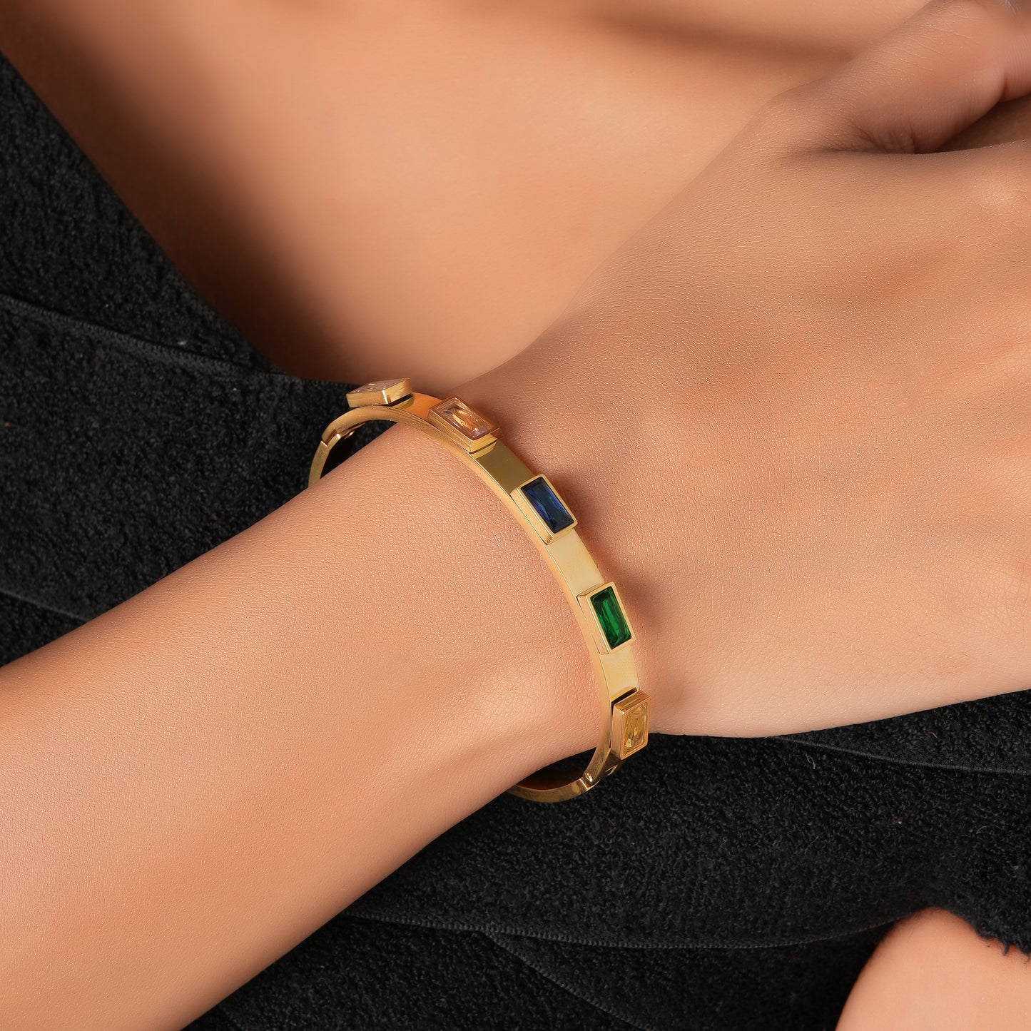 Multi Colour Stone Gold Bracelet