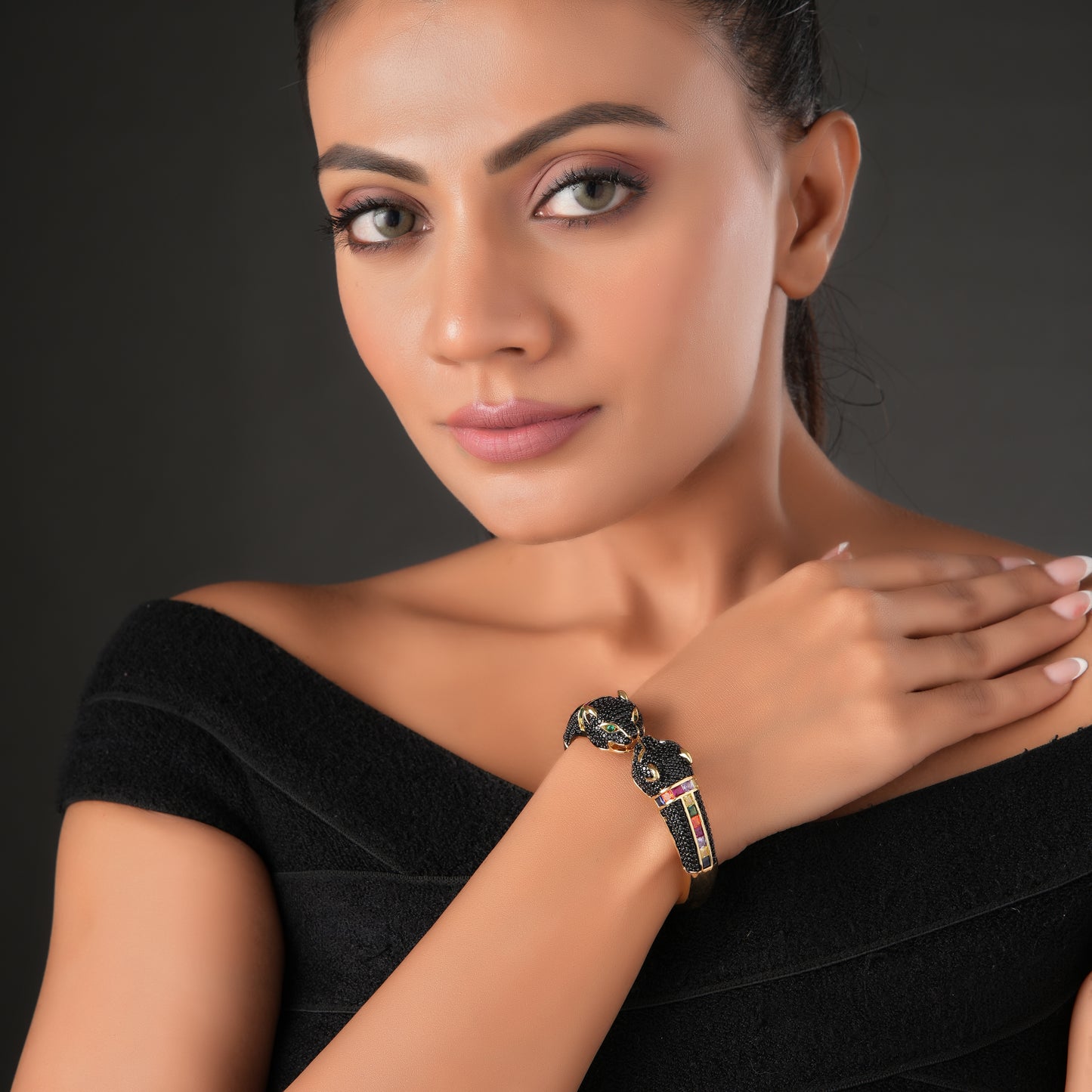 Black Leopard Luxuries Gold Kada
