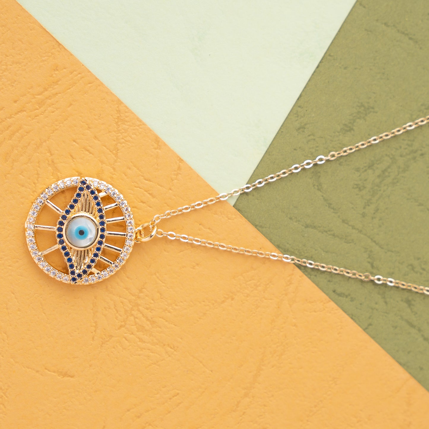 Gold Plated Aelius Evil Eye Women's chain And Pedant