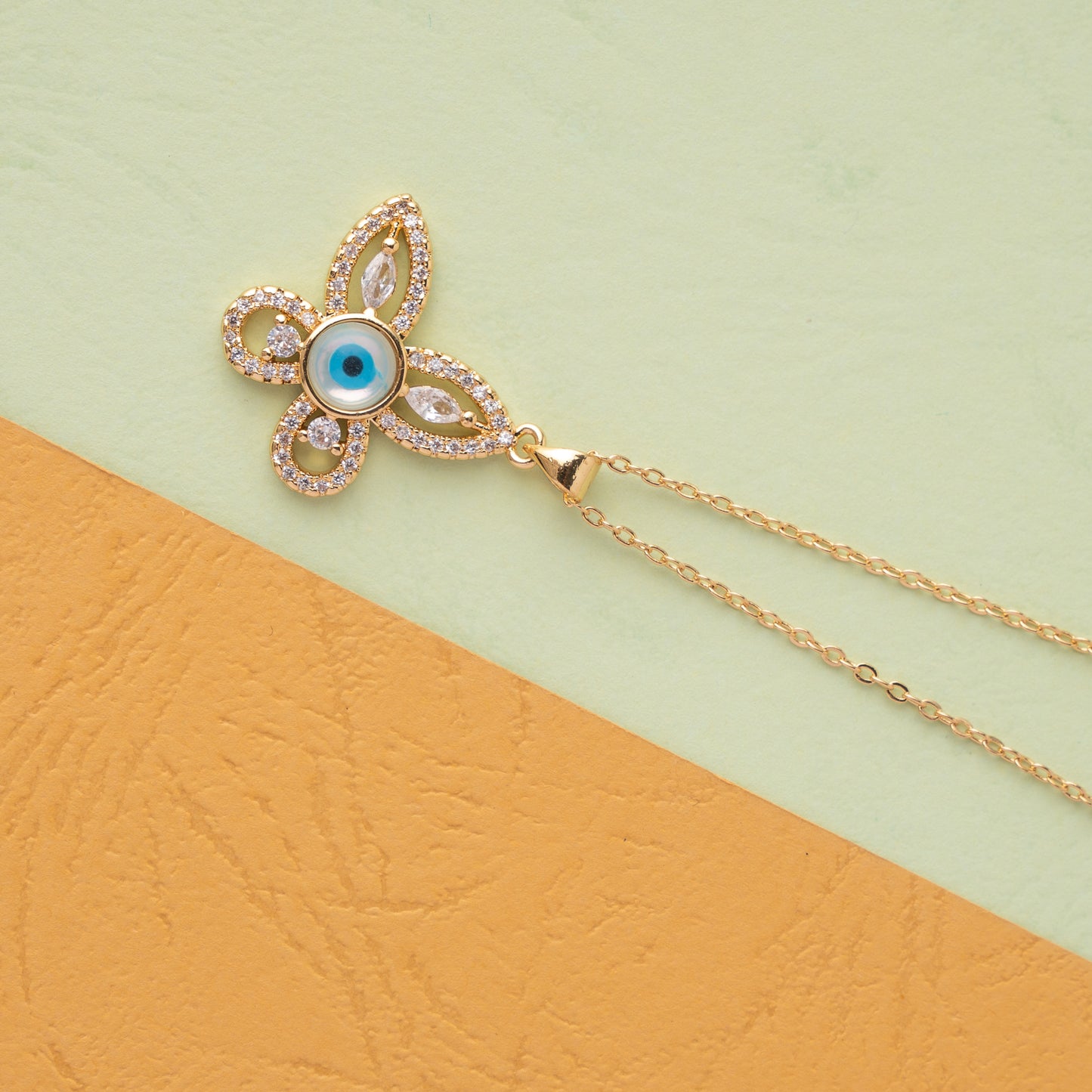 Gold Plated Bluebell Evil Eye Women's chain And Pedant