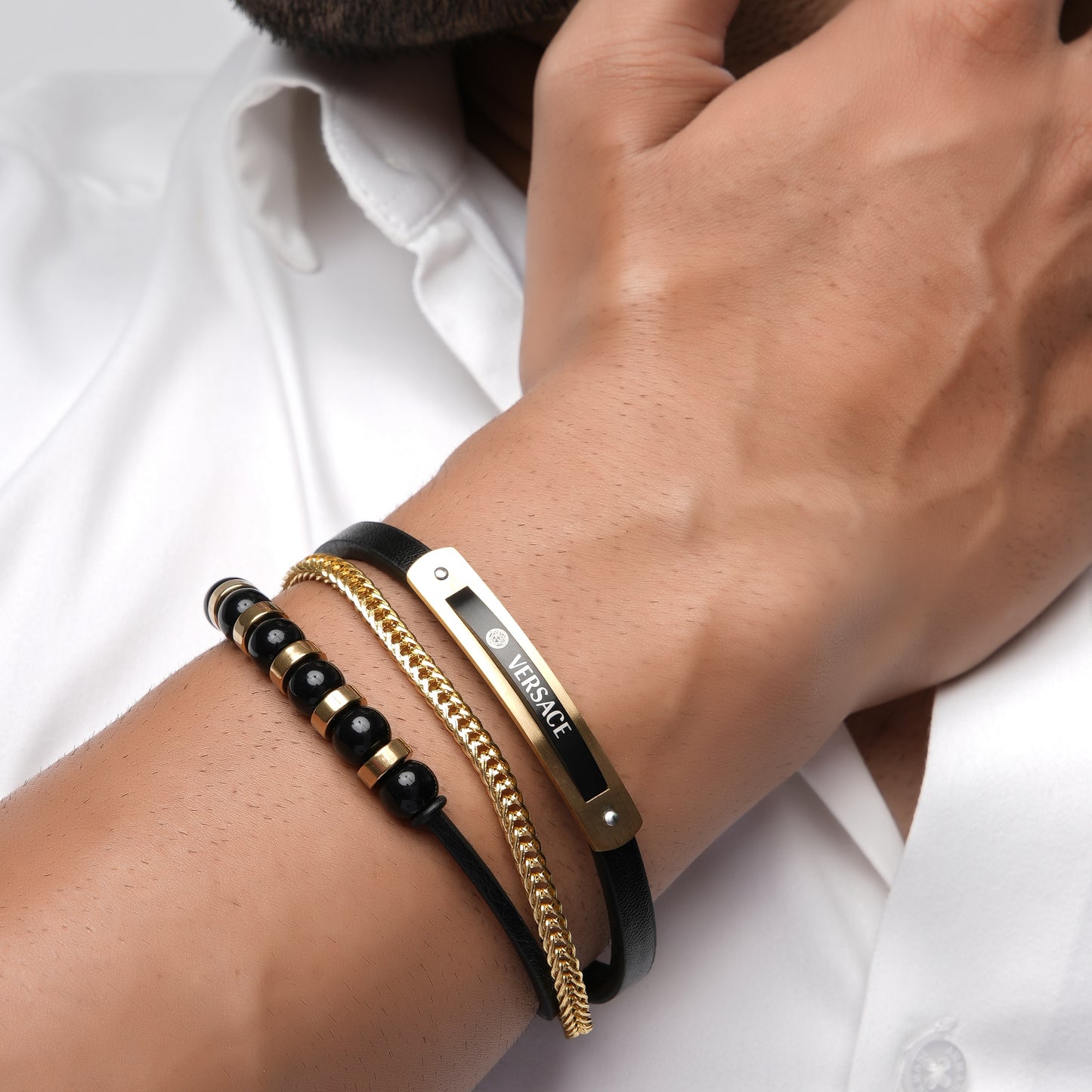 Vulcano Rosegold Multilayer Leather Bracelet