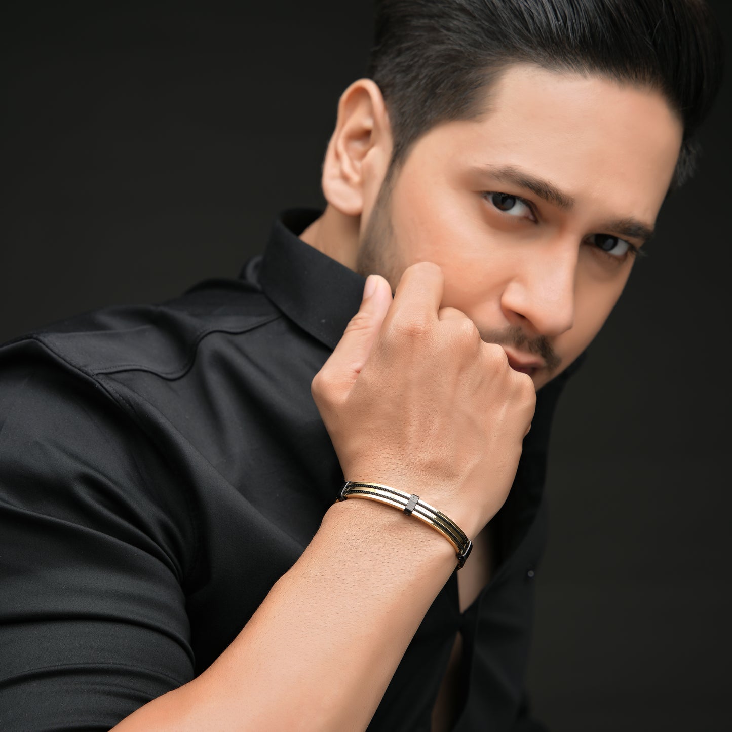 CABLE FULL BLACK STRING GOLD KADA