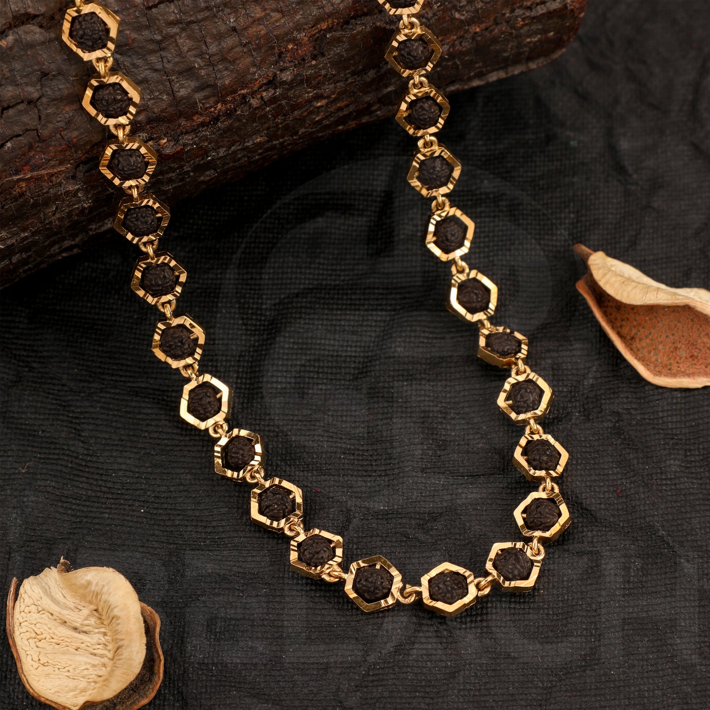 GOLD COLOUR CLAPPING RUDRAKSHA MALA GPRM003