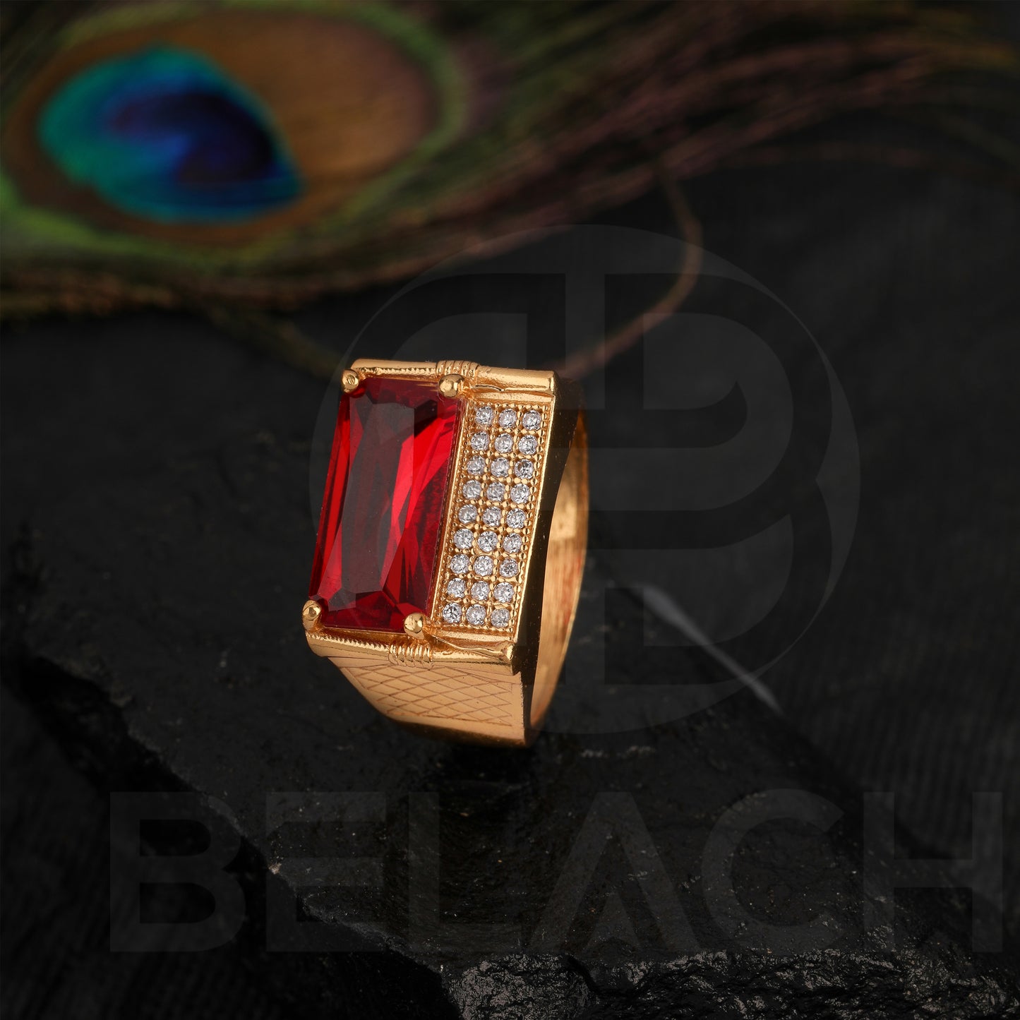 Gold Plated Red Stone Ring