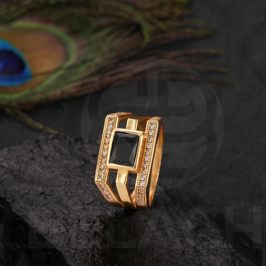 Gold Plated Black Stone Ring
