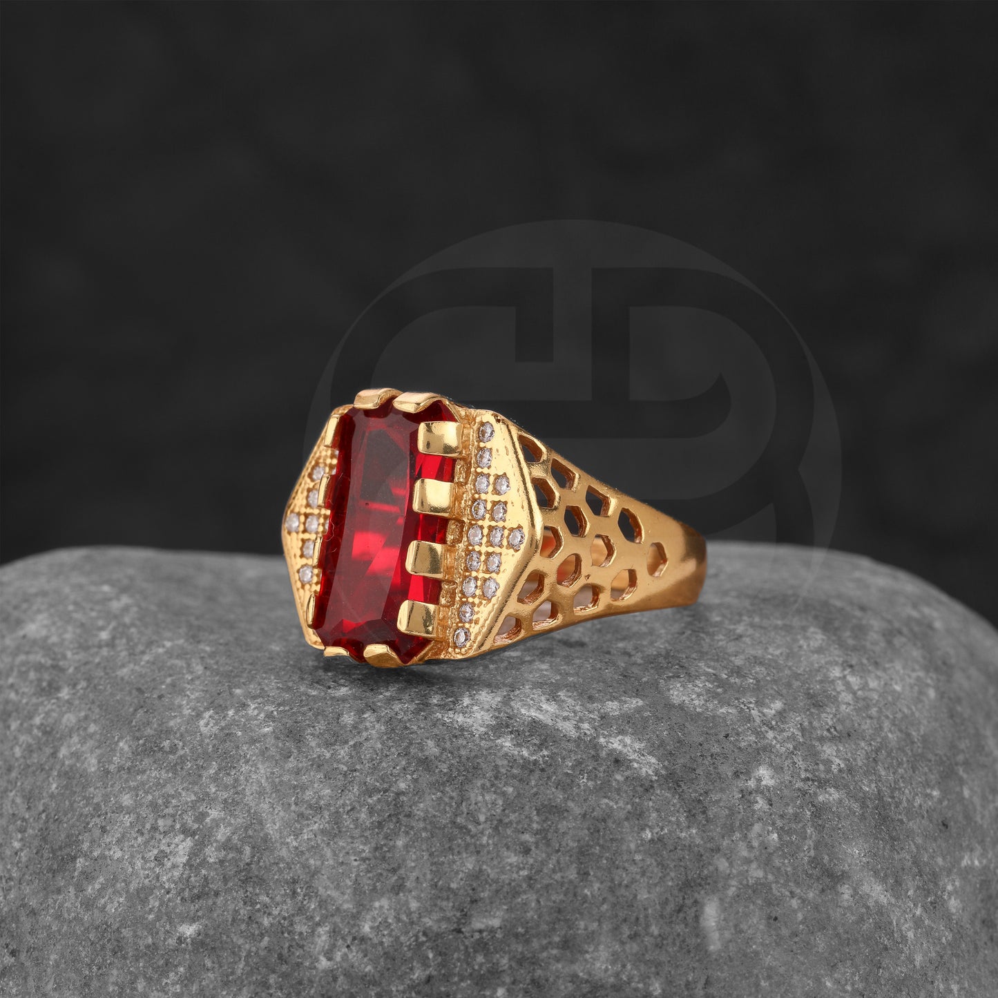 GOLD PLATED STONE RING GPSR019