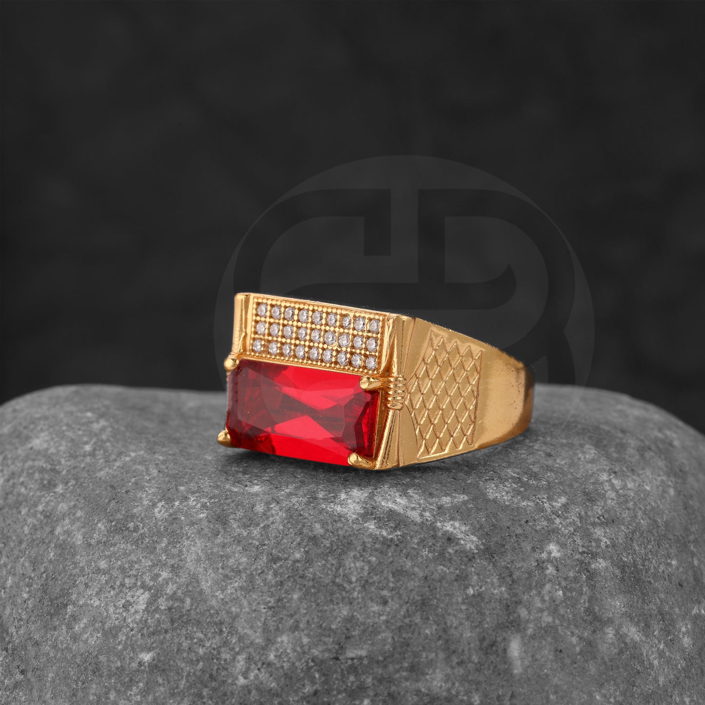 Gold Plated Red Stone Ring