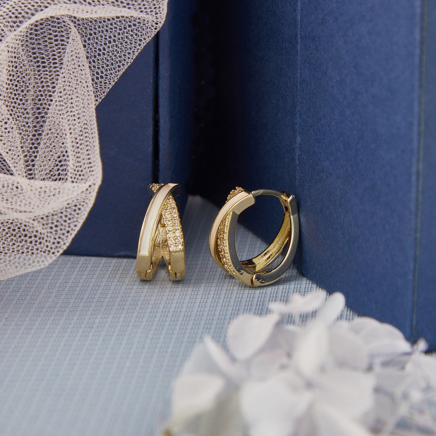 Gold Plated Luxuries Diamond Earrings GPER046