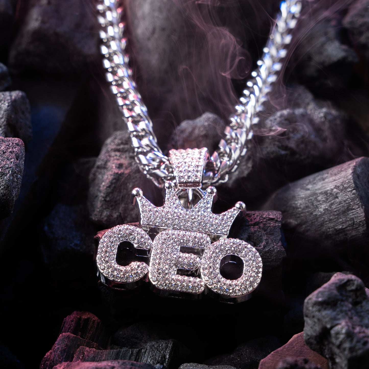 CEO Crown Silver chain With Diamond Pedant SPCP044