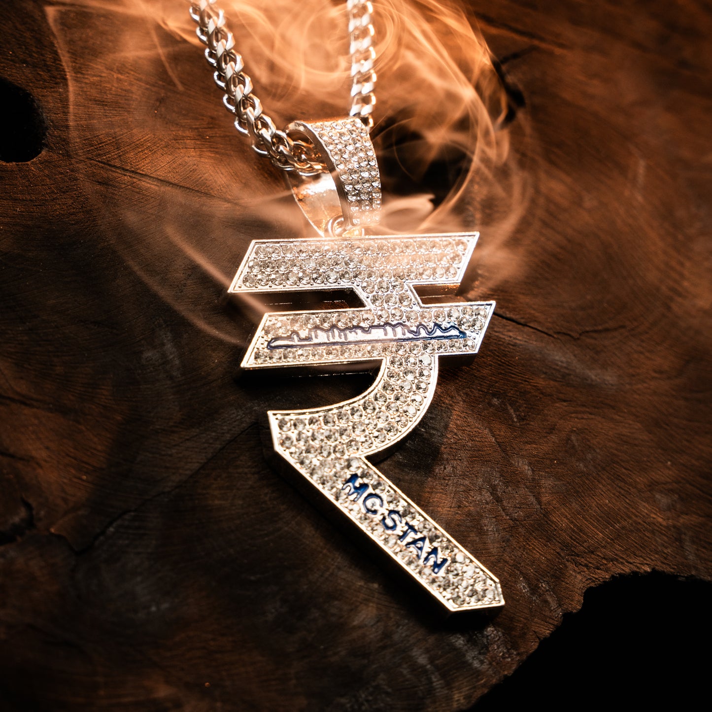 Indian Rupey Silver chain With Diamond Pedant