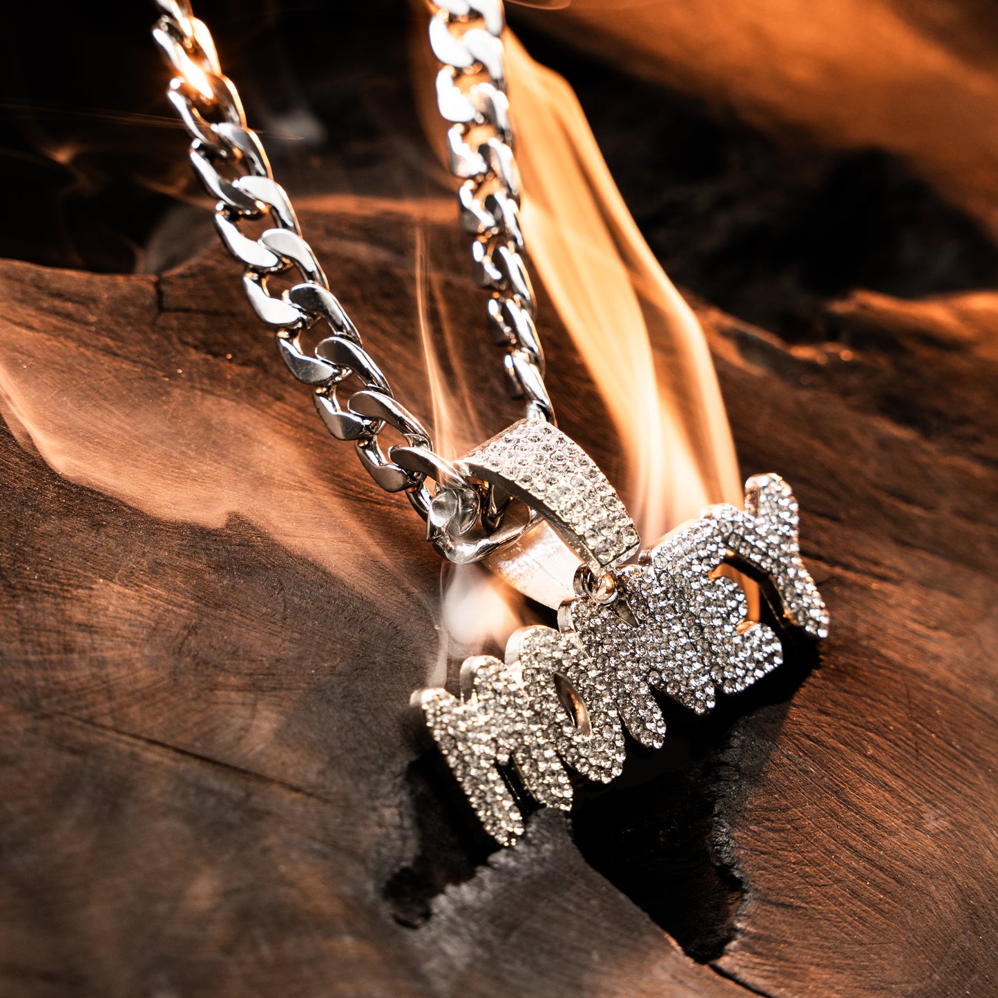 Money Maker Silver chain With Diamond Pedant
