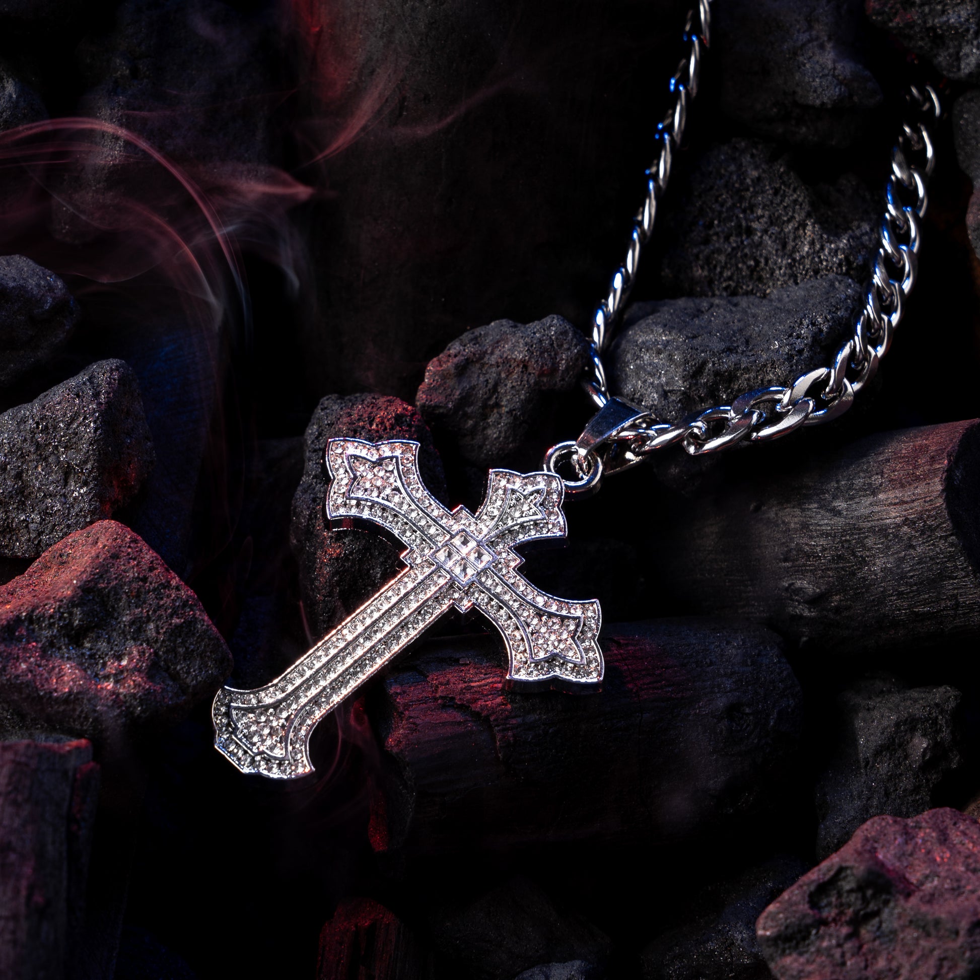 The Silver Cross chain With Diamond Pedant SPCP071
