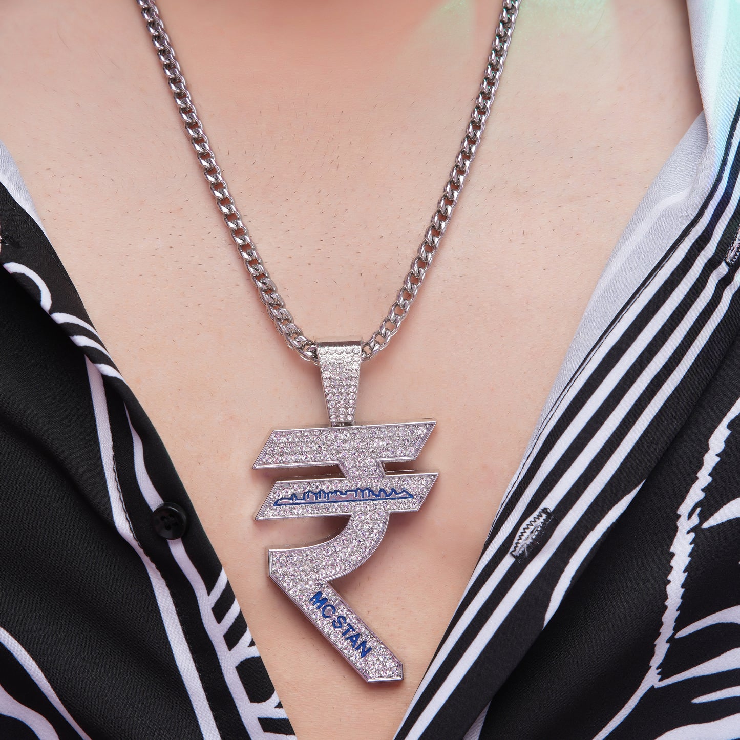 Indian Rupey Silver chain With Diamond Pedant
