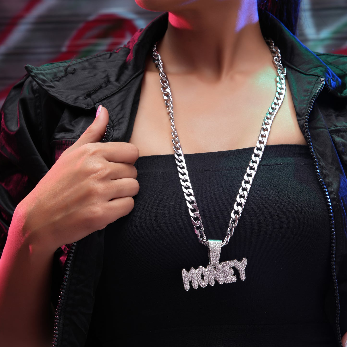 Money Maker Silver chain With Diamond Pedant