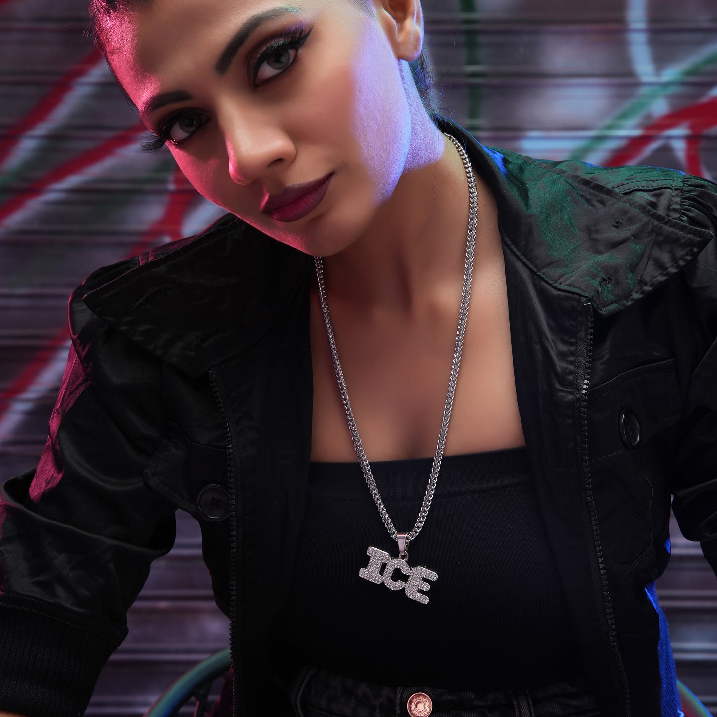 Ice Spice Silver chain With Diamond Pedant