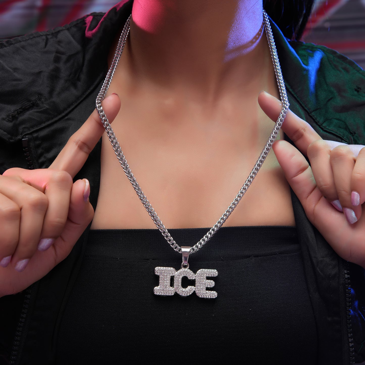 Ice Spice Silver chain With Diamond Pedant