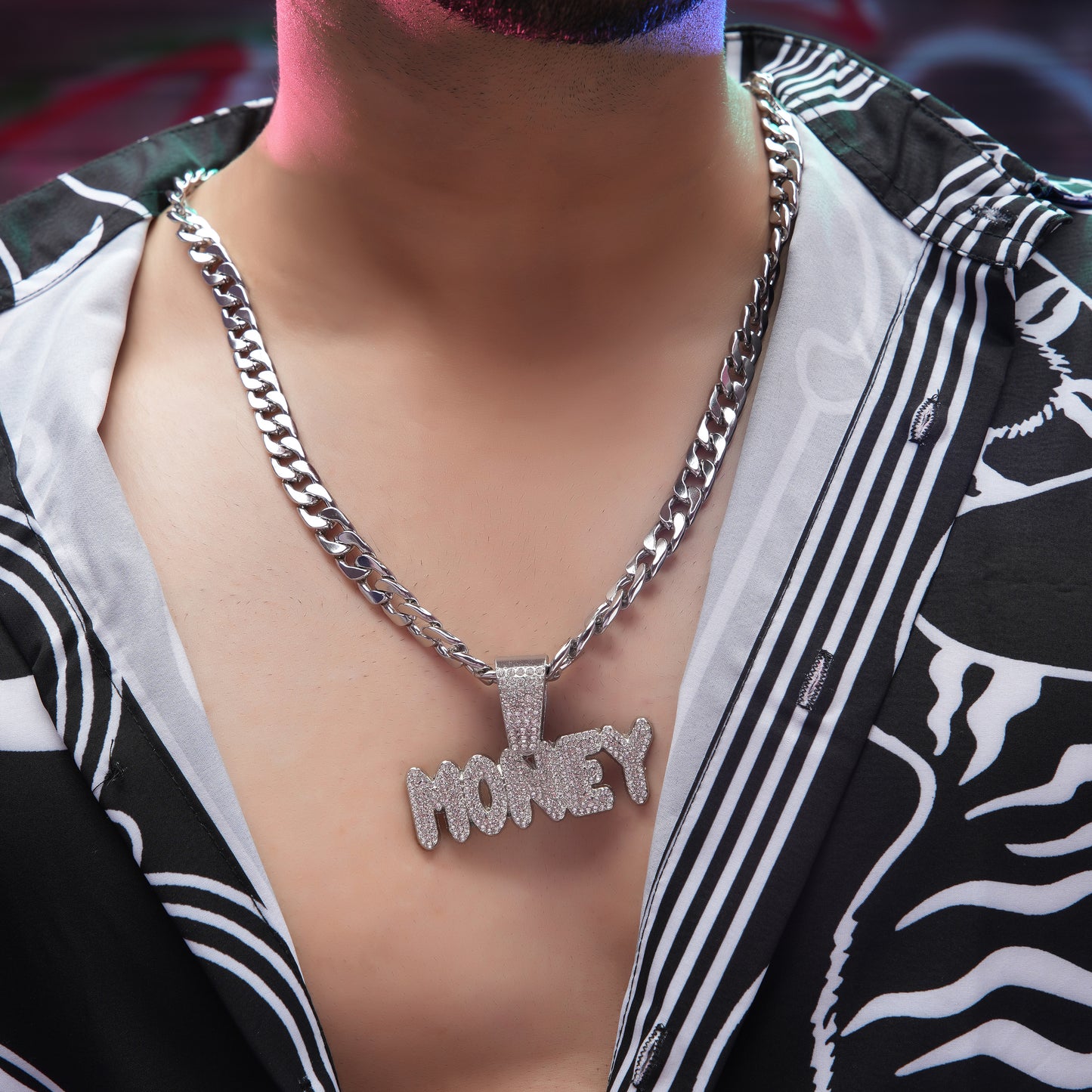 Money Maker Silver chain With Diamond Pedant