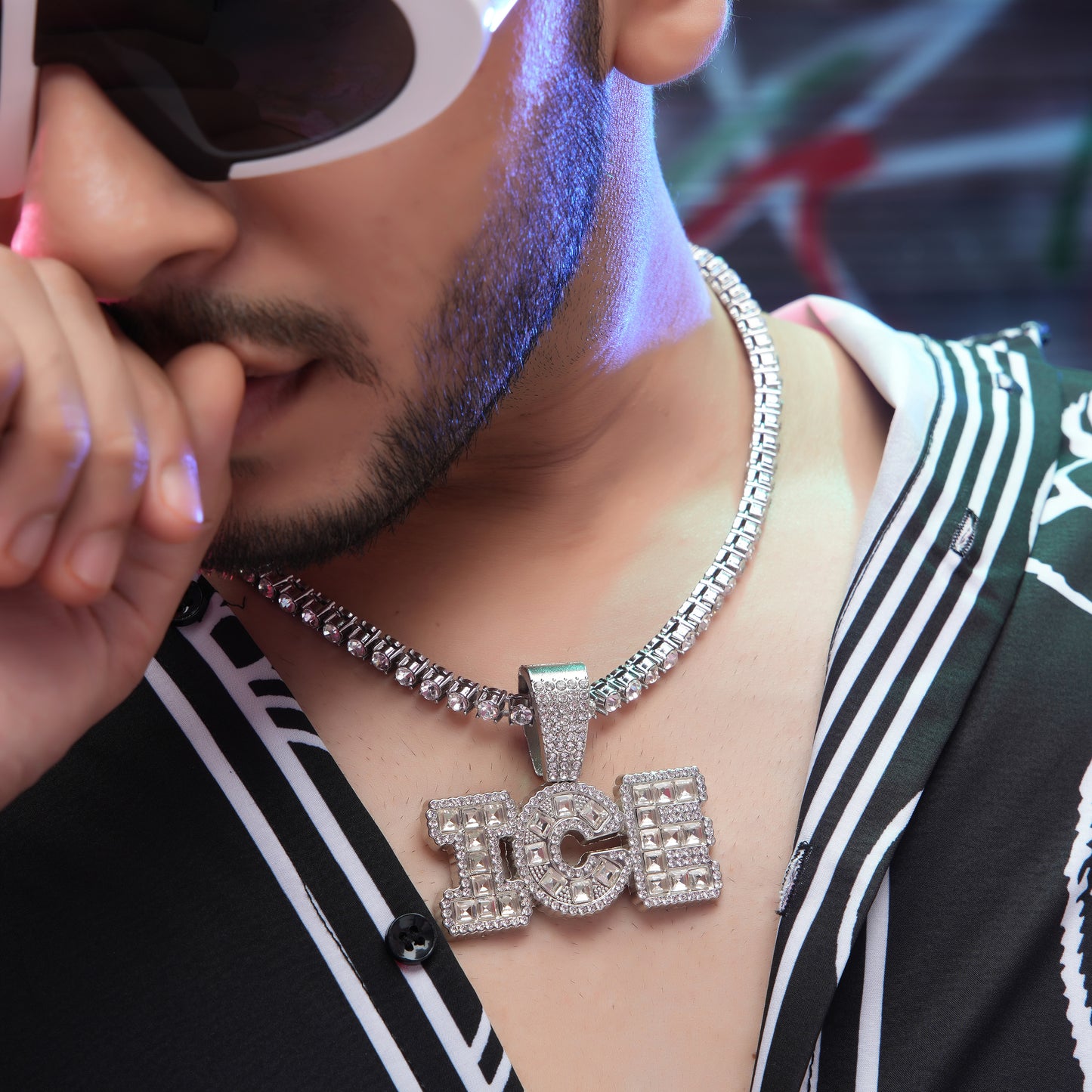 Ice Cube Silver chain With Diamond Pedant