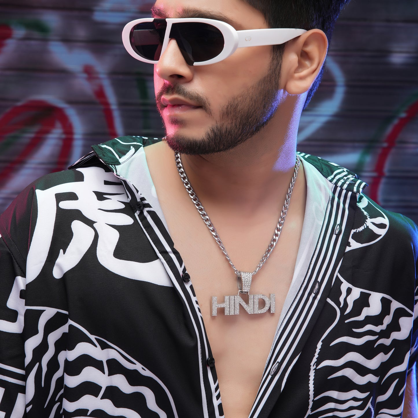 Hindi Vibe Silver chain With Diamond Pedant SPCP041
