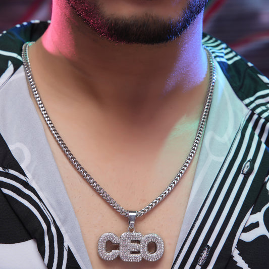 CEO Silver chain With Diamond Pedant SPCP061