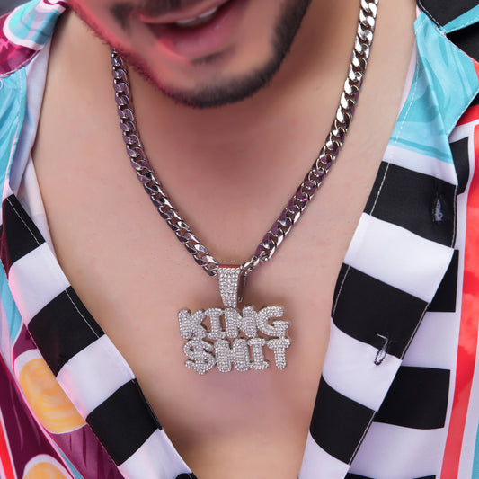 King Shit Silver chain With Diamond Pedant