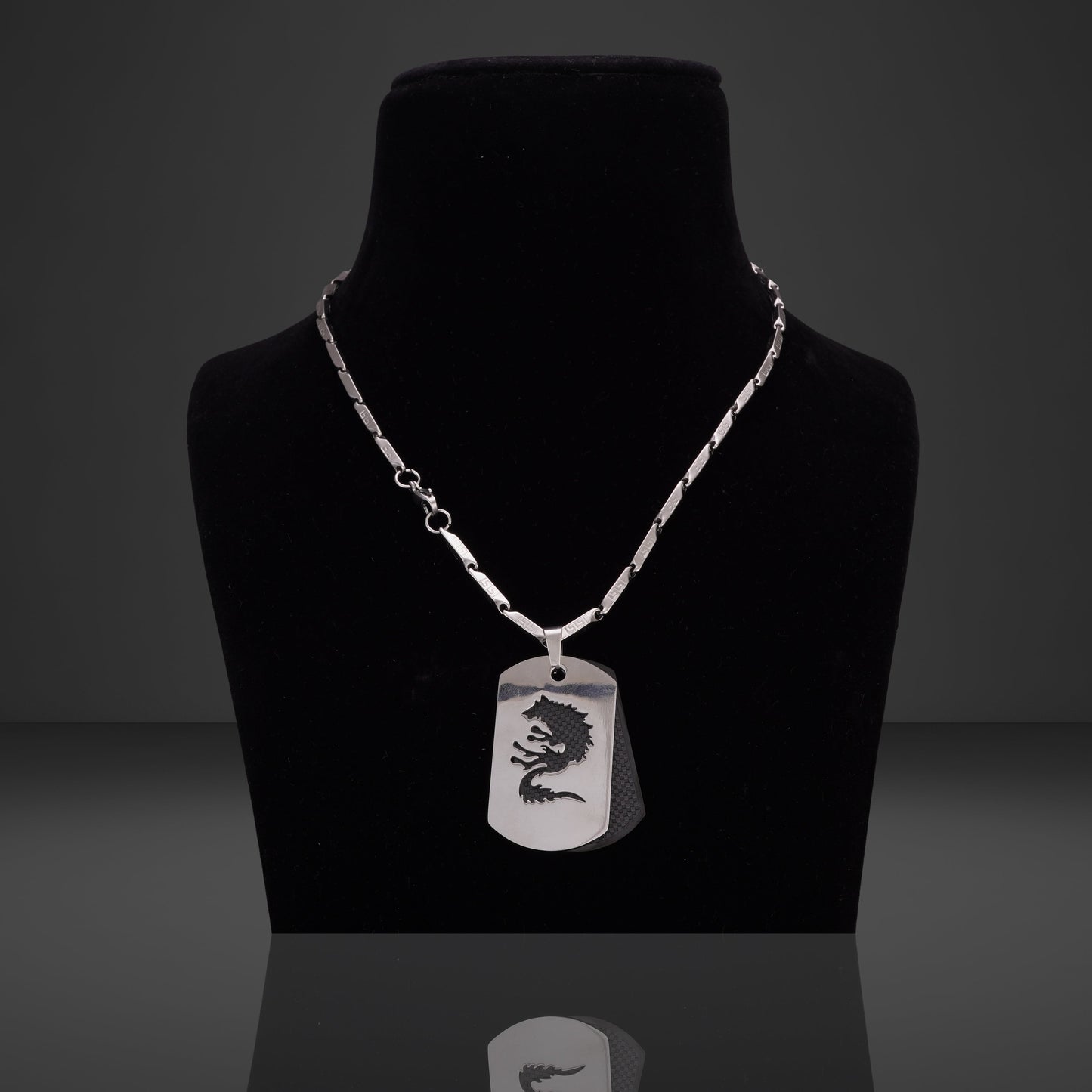 Falkor Silver Black Pedant Necklace