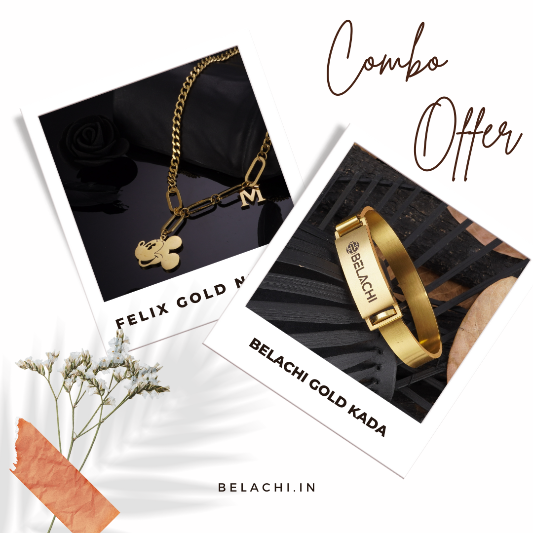 Belachi Gold Kada And Flexi Gold Necklace Combo