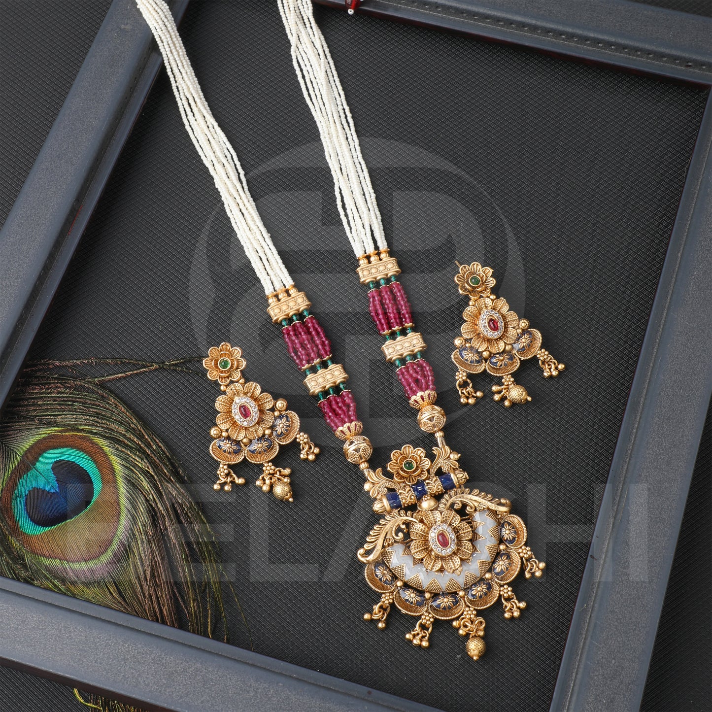 BELACHI MULTICOLOUR MINA MOTI LONG SET LS21MM48