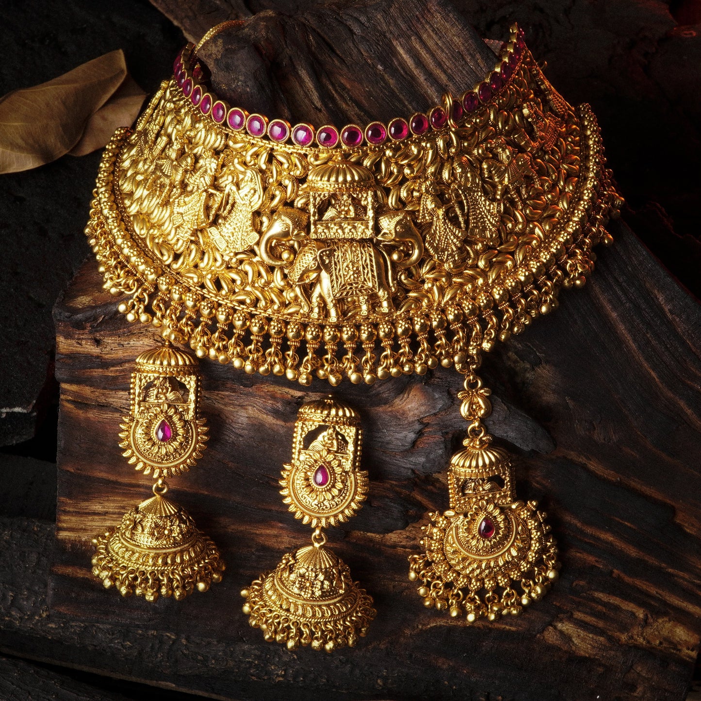 PALAKHI MAROON STONE BRIDAL JEWELLERY