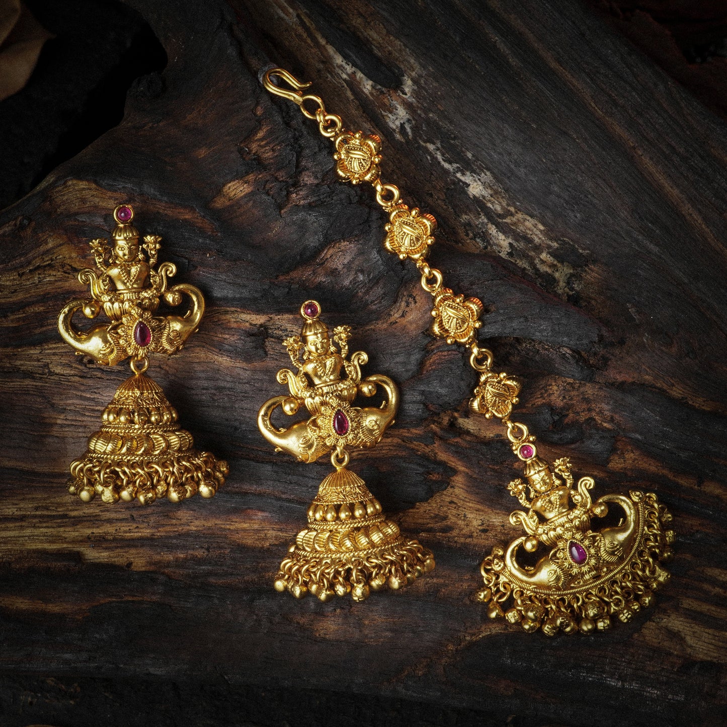 NETRI MAROON STONE BRIDAL JEWELLERY