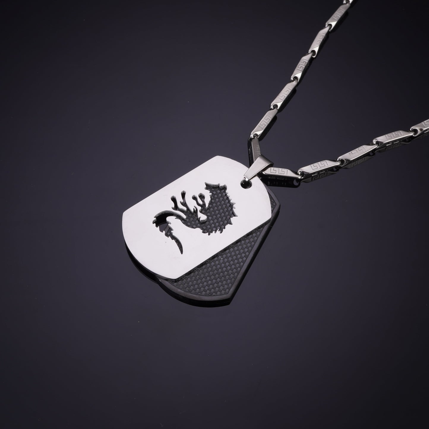 Falkor Silver Black Pedant Necklace