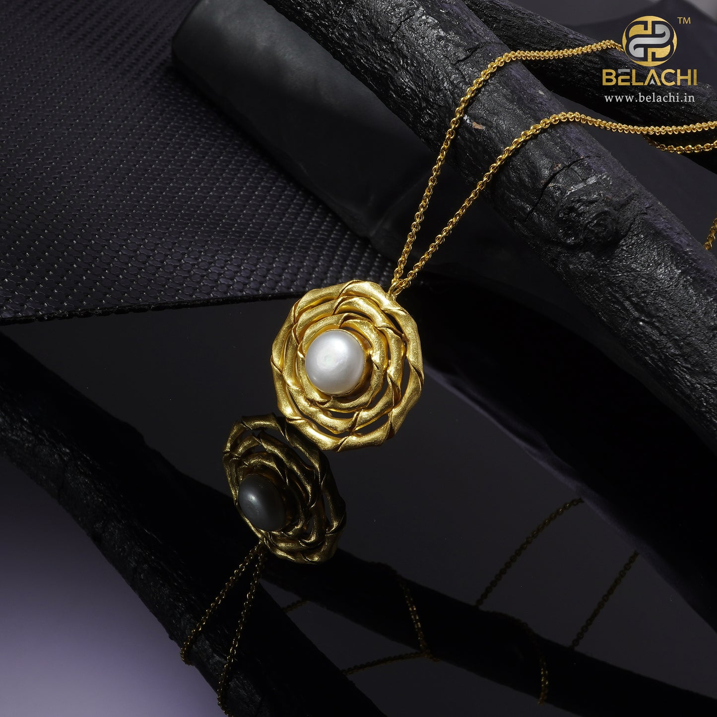 18K Gold Plated White Pearl Twister Necklace