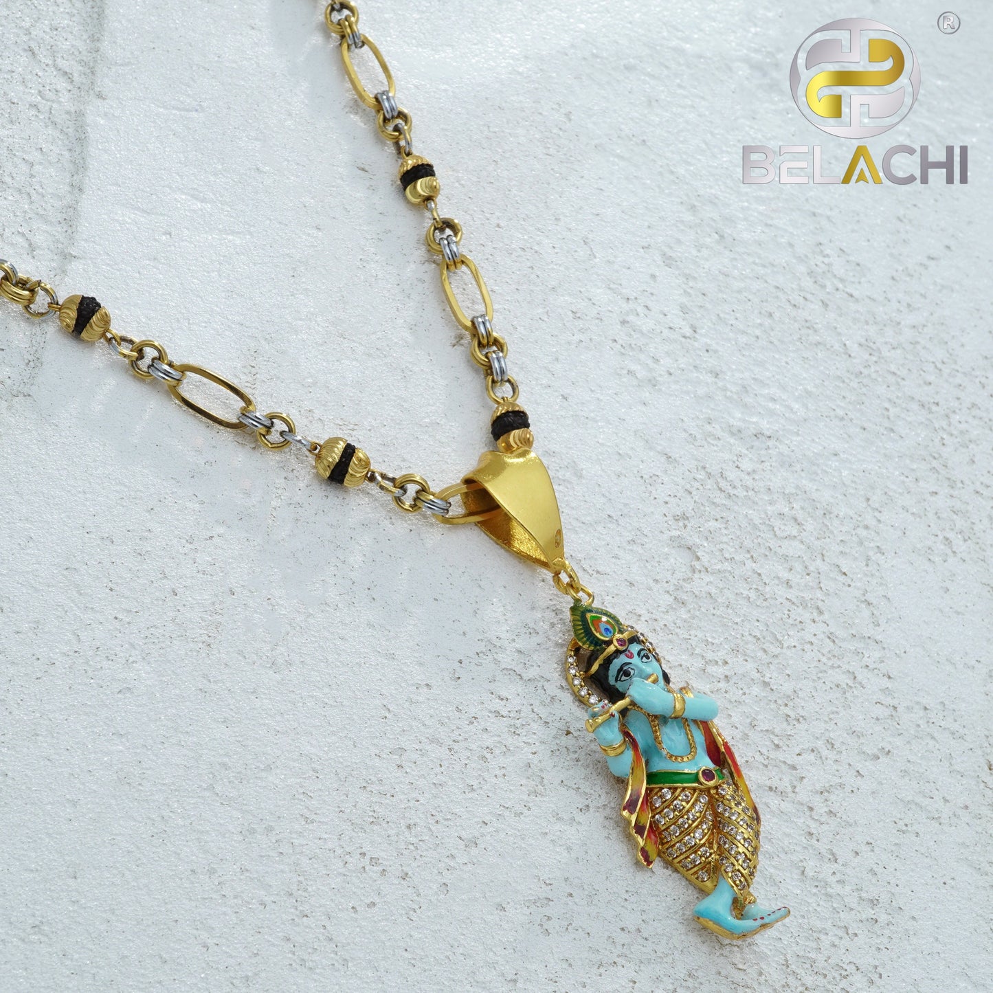 RUDRAKSHA MALA WITH FANCY KRISHNA PENDANT