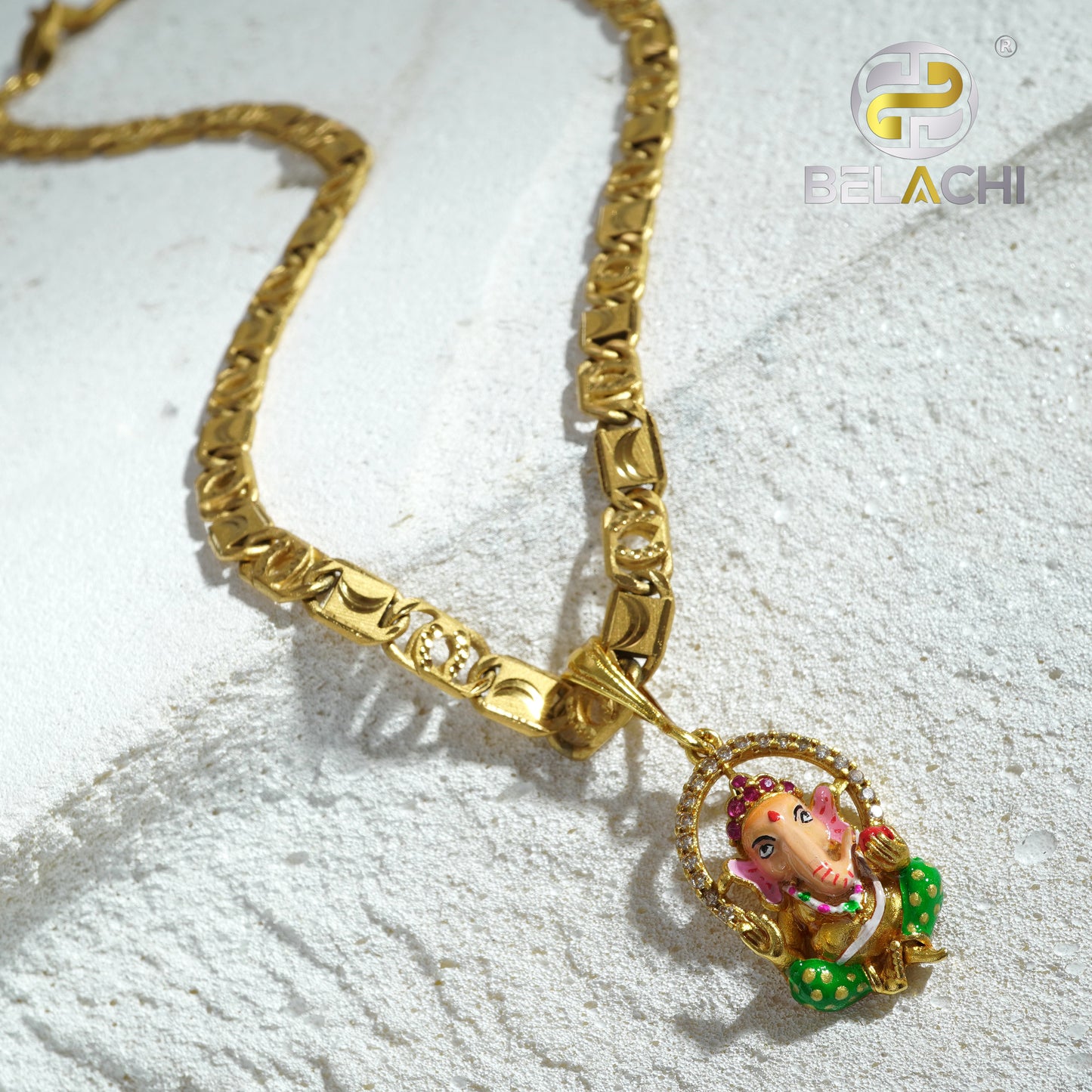 Gold Chain With Fancy Ganesha Pendant