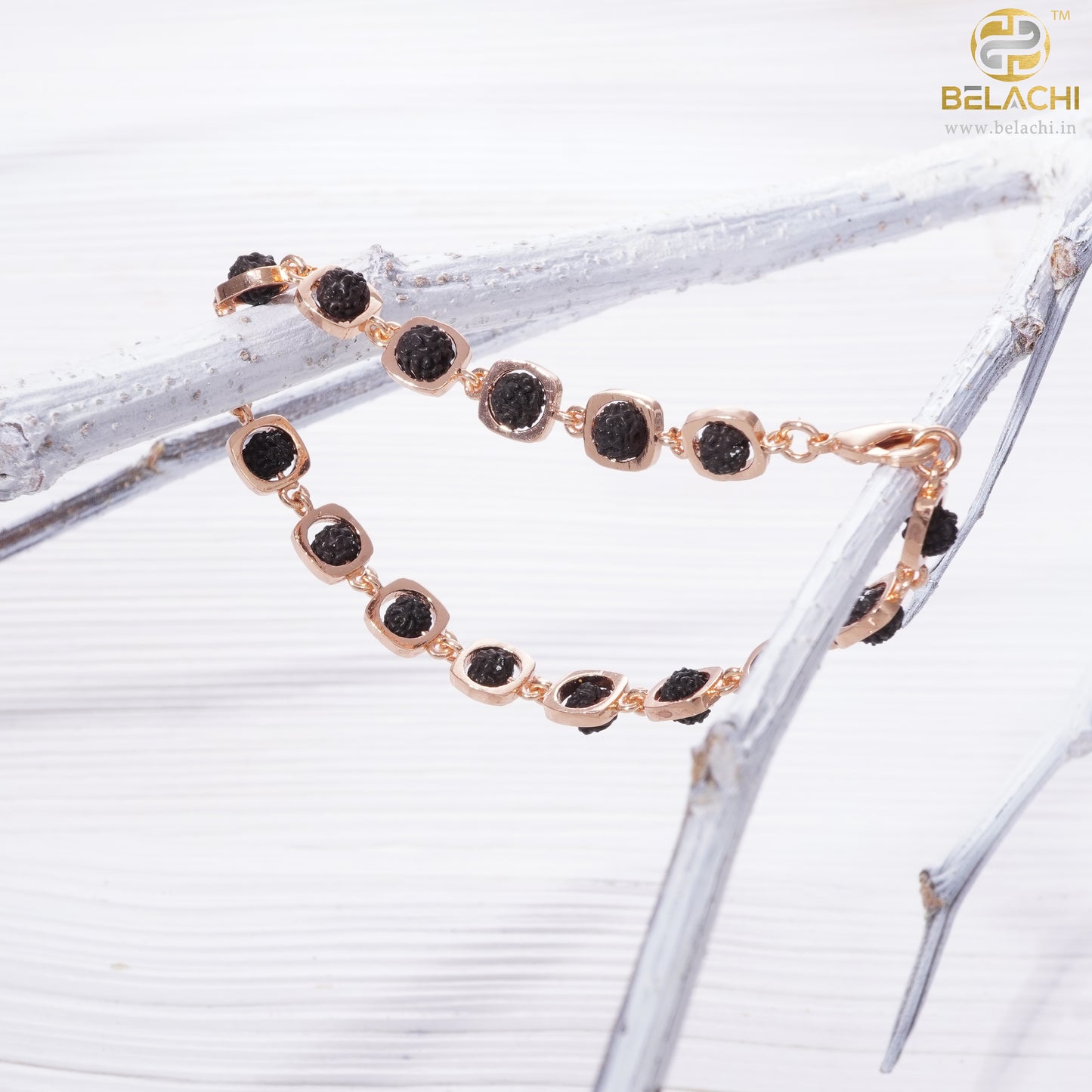 SINGLE LINE RUDRAKSHA ROSEGOLD BRACELETE