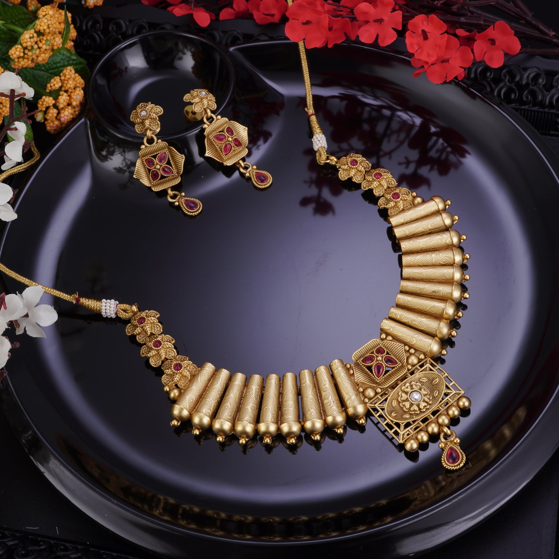 Timless Maroon Stone  Bridal Jewellery