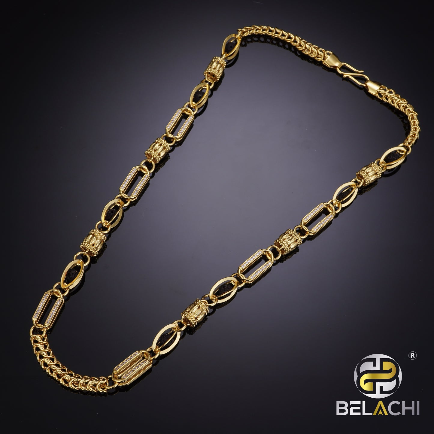 Gold Color Rudraksha Diamond Chain 61