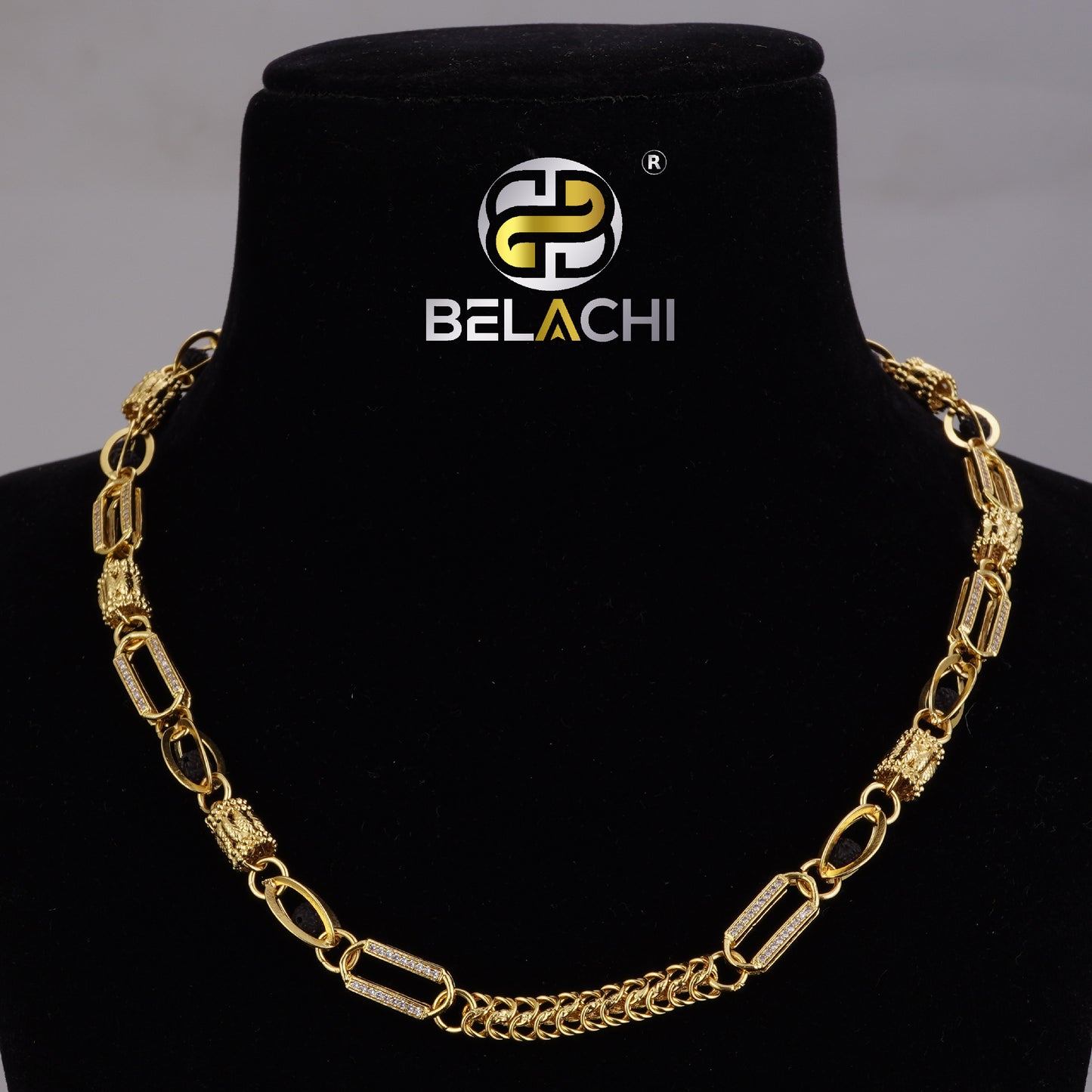 Gold Color Rudraksha Diamond Chain 61