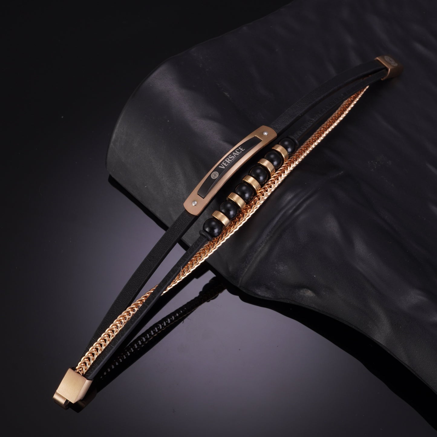 Vulcano Rosegold Multilayer Leather Bracelet