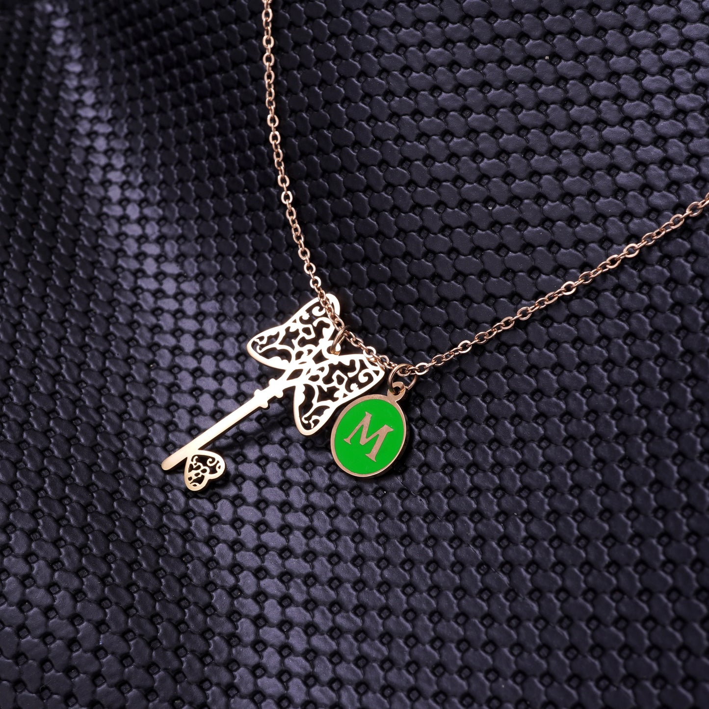MONARK GREEN ROSEGOLD NECKLACE
