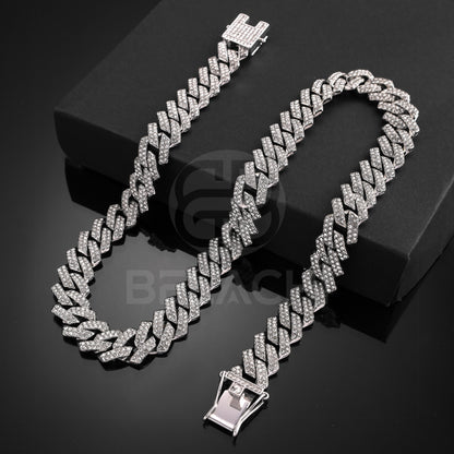 Signature Dimound Silver Cuban Chain Necklace